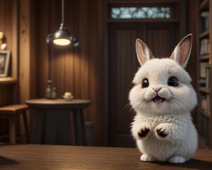 Fototapeta premium Cozy Bunny in a Warm Room