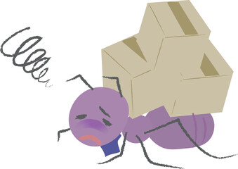 ダンボールにつぶされて困るサラリーマン風働きアリ 2