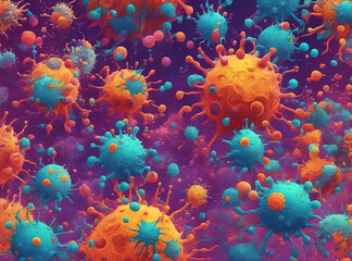 Fototapeta na wymiar Colorful Luquid virus background with Generative AI.