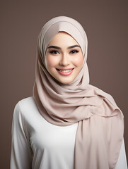 Muslim Woman Smiling with Perfect Teeth. Dentist Concept
