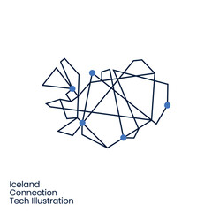 iceland Connection Tech Technology Geometric Polygonal Logo Vector Icon Illustration