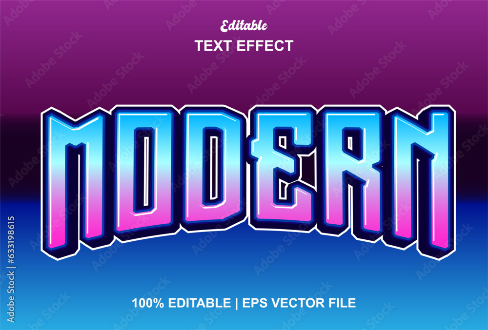 Aufkleber modern text effect with blue color graphic style and editable.