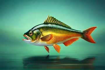 fish on blue background generated by AI tool