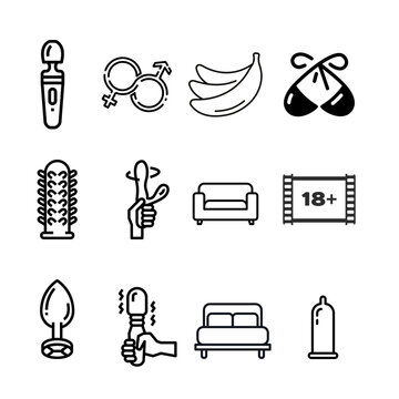 Icon set sex toys illustration vector style.