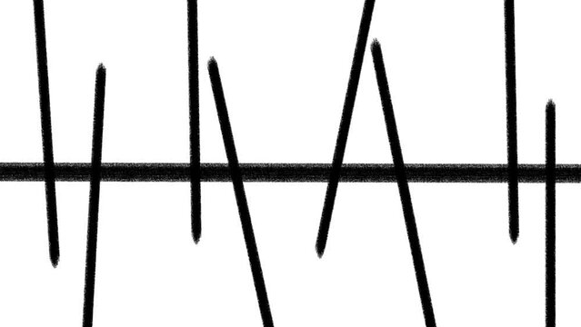Like teeth or wedges, the vertical stripes either close or diverge. In the middle remains a flat strip of the horizon.