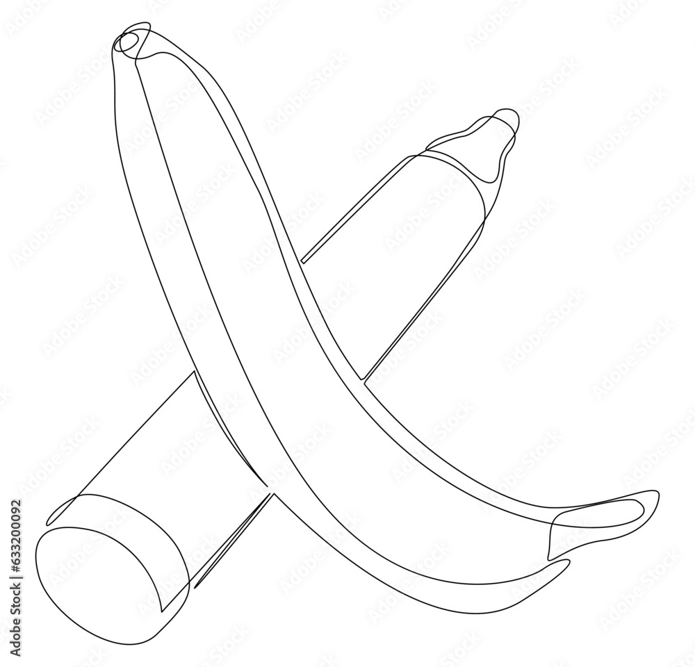 Poster one continuous line of banana with felt tip pen. thin line illustration food vector concept. contour