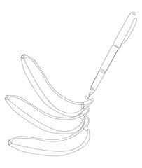 One continuous line of Banana with felt tip pen. Thin Line Illustration food vector concept. Contour Drawing Creative ideas.
