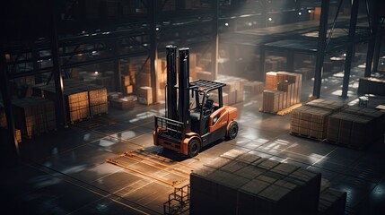 forklift truck in warehouse