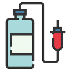 Saline solution filled line icon on white background