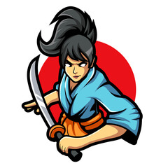 Assassin girls e sport mascot logo design vector illustration