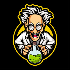 Scientist Mascot Logo Design isolated