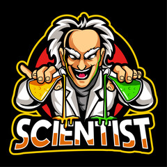 Scientist Mascot Logo Design isolated