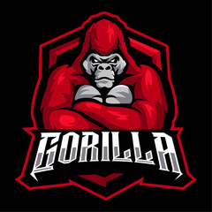 Gorilla mascot e sport logo design. Gorilla animal mascot vector illustration logo