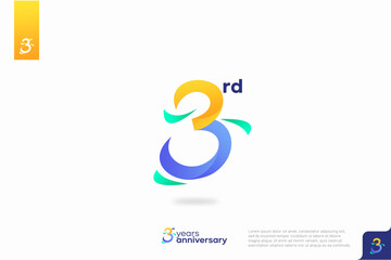 Number 3 logo icon design, 3rd birthday logo number, anniversary 3