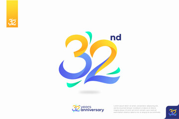 Number 32 logo icon design, 32nd birthday logo number, anniversary 32