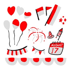 17 august indonesia independence decoration cute hand doodle