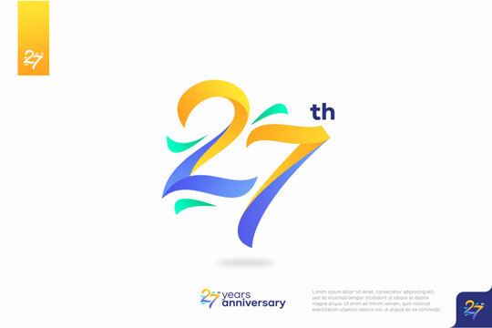 Number 27 logo icon design, 27th birthday logo number, anniversary 27