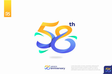 Number 58 logo icon design, 58th birthday logo number, anniversary 