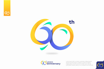 Number 60 logo icon design, 60th birthday logo number, anniversary 60
