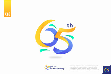 Number 65 logo icon design, 65th birthday logo number, anniversary 65