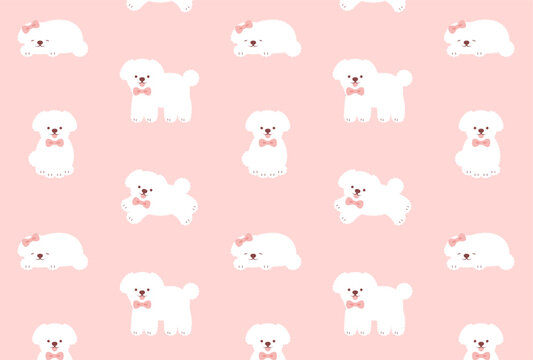 seamless pattern with a set of white Toy Poodles for banners, cards, flyers, social media wallpapers, etc.