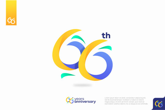 Number 66 logo icon design, 66th birthday logo number, anniversary 66