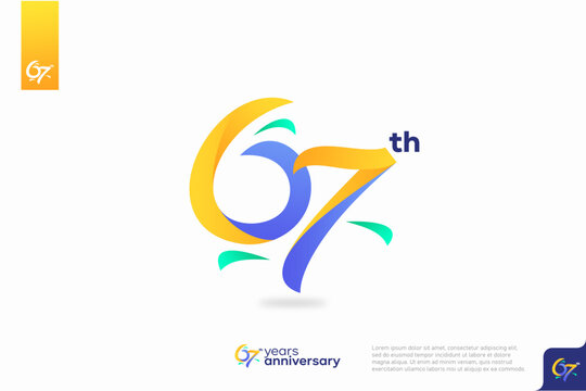 Number 67 logo icon design, 67th birthday logo number, anniversary 67