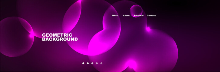 Neon glowing bubbles, circles magic energy space light concept, abstract background wallpaper design