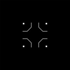 Cyberpunk style square target marker. Futuristic GUI rectangular target, aim, reticle. HUD reticle, cyberpunk aesthetics, futuristic interface. Vector cyberstyle design element.