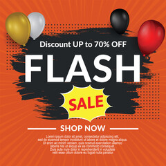 Flash sale background template. Offer banner with flat design.