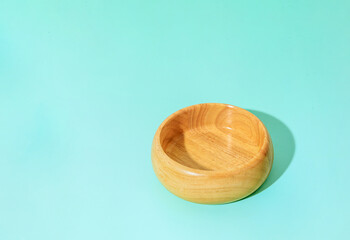 wooden bowl on space scene used for food decoration