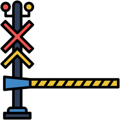Level Crossing Icon. Train Safety Cross Board Symbol Stock Illustration. Vector Filled Line Icons For UI Web Design And Presentation