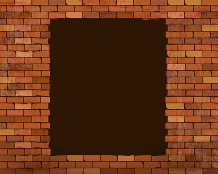 red bricks wall background with hole