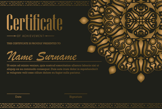 Luxury mandala certificate award diploma