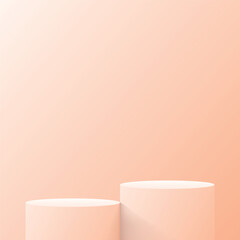 Abstract background with cream color geometric 3d podiums. Vector