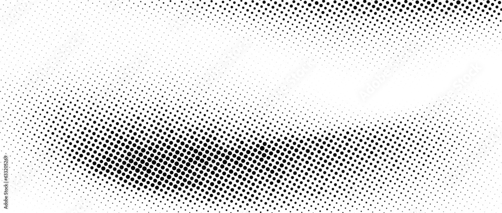 Poster halftone faded wavy gradient texture. grunge dirty speckles and spots background. white and black un