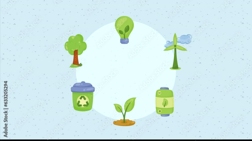Poster ecology animation with elements around animation
