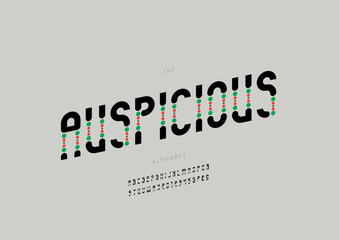 Vector of stylized modern font and alphabet