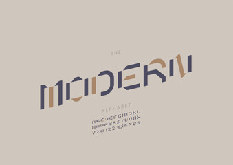 Vector of stylized modern font and alphabet