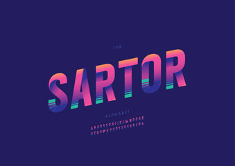 Vector of stylized modern font and alphabet