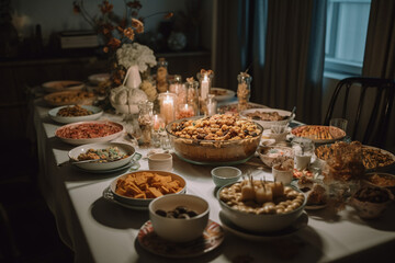 Naklejka premium Delicious brunch buffet with healthy, fresh food on table.