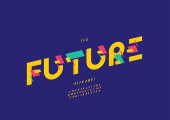 Vector of stylized modern font and alphabet