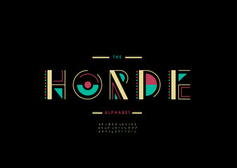 Vector of stylized modern font and alphabet