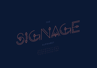 Vector of stylized modern font and alphabet