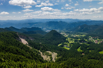 Fototapeta na wymiar Beautiful landscape view of peaks of Rhodope mountains