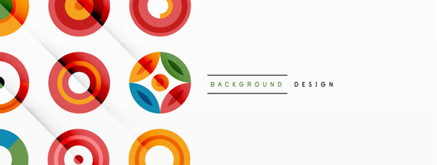 Colorful circles in a grid composition abstract background. Design for wallpaper, banner, background, landing page, wall art, invitation, prints, posters