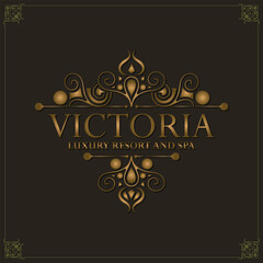 Luxury hotel label template. Trendy vintage royal ornament frames illustration.