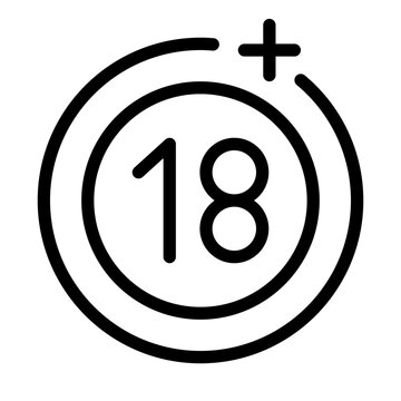 18 Plus Sign Warning outline icon