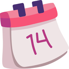 February 14 calendar icon. Valentine's day calendar. Happy anniversary concept