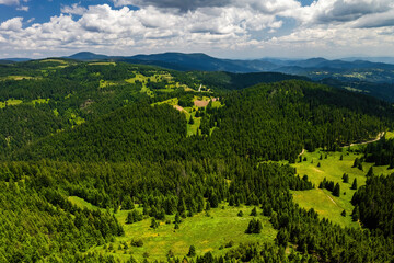 Fototapeta na wymiar Beautiful landscape view of peaks of Rhodope mountains